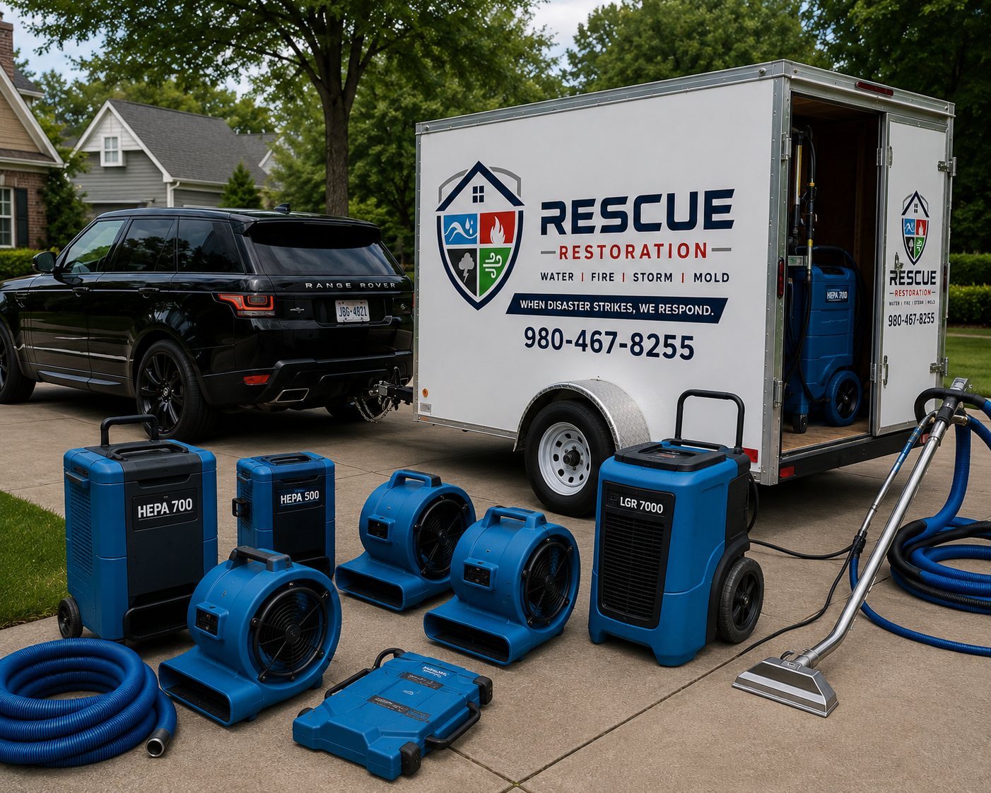 Rescue Restoration trailer and response equipment